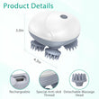 Healing Journey Electric Scalp Massager with 4 Rotating Heads Compact & Ergonomic Design product details showing size and detachable features.