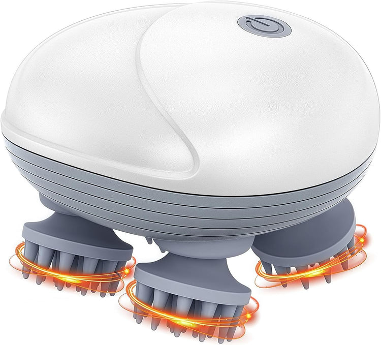 Healing Journey Electric Scalp Massager with 4 Rotating Heads Compact & Ergonomic Design for relaxation and comfort.