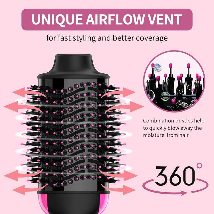 Nirogin 4-in-1 Hot Air Brush Dryer and Volumizer for Smooth, Bouncy Hair