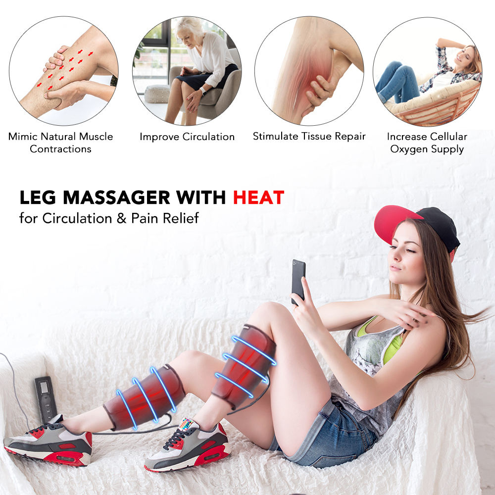 Nirogin Air Compression Leg Massager with Heat & Adjustable Modes