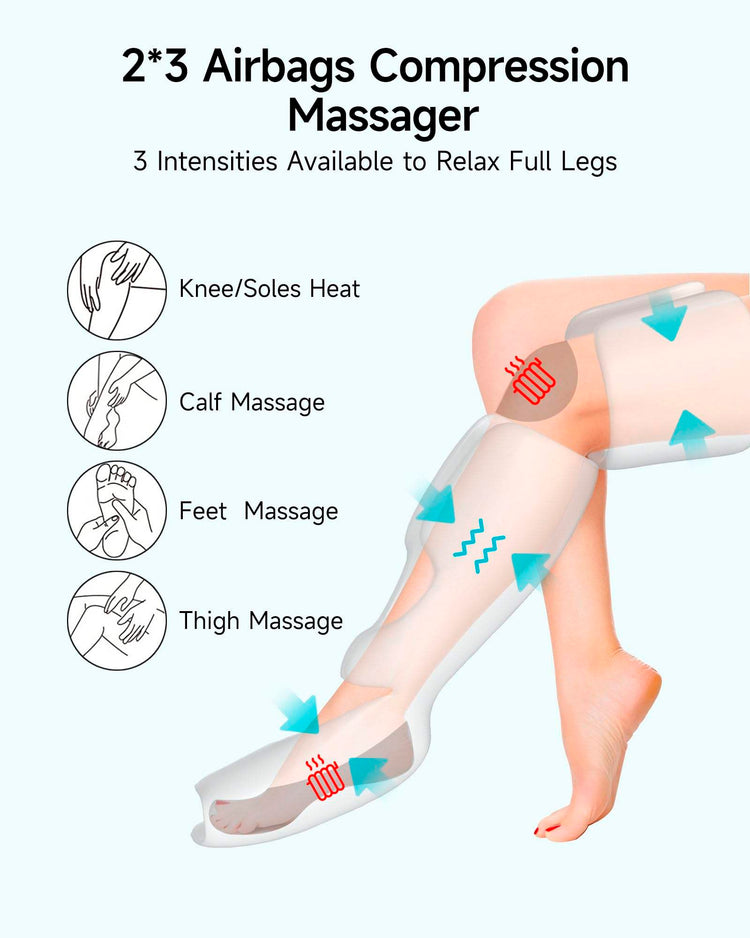 Nirogin Full Leg Air Compression Massager with Heat & Multiple Modes
