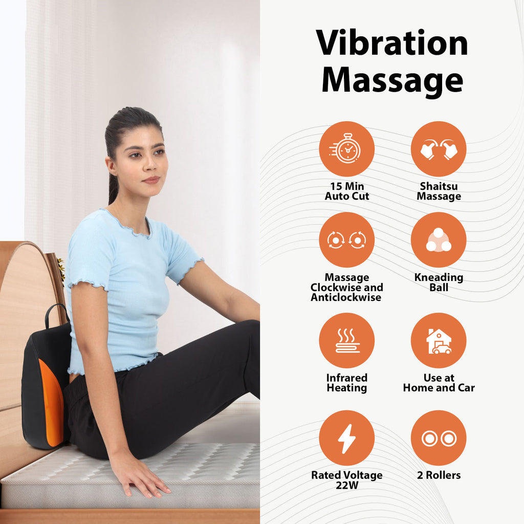Nirogin Shiatsu Back Massager Cushion with Heat Portable Deep Kneading Lumbar Support Pad