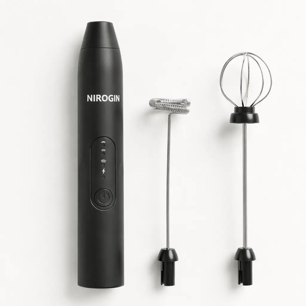 Nirogin Electric Coffee Beater machine with detachable whisk and frother attachments for creamy foam.