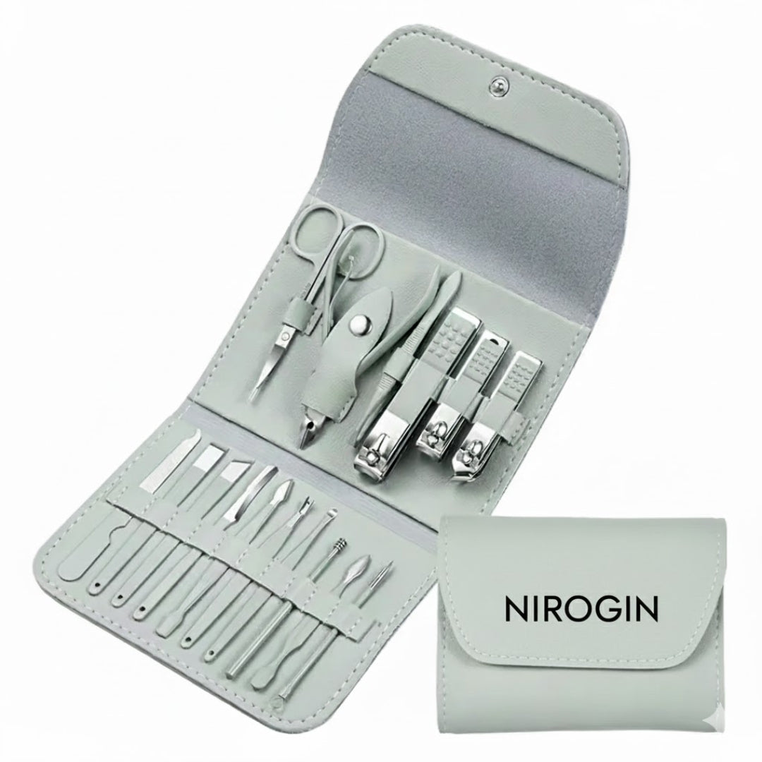 NIROGIN Nail Clipper Kit – 16 Pieces Stainless Steel Manicure Kit