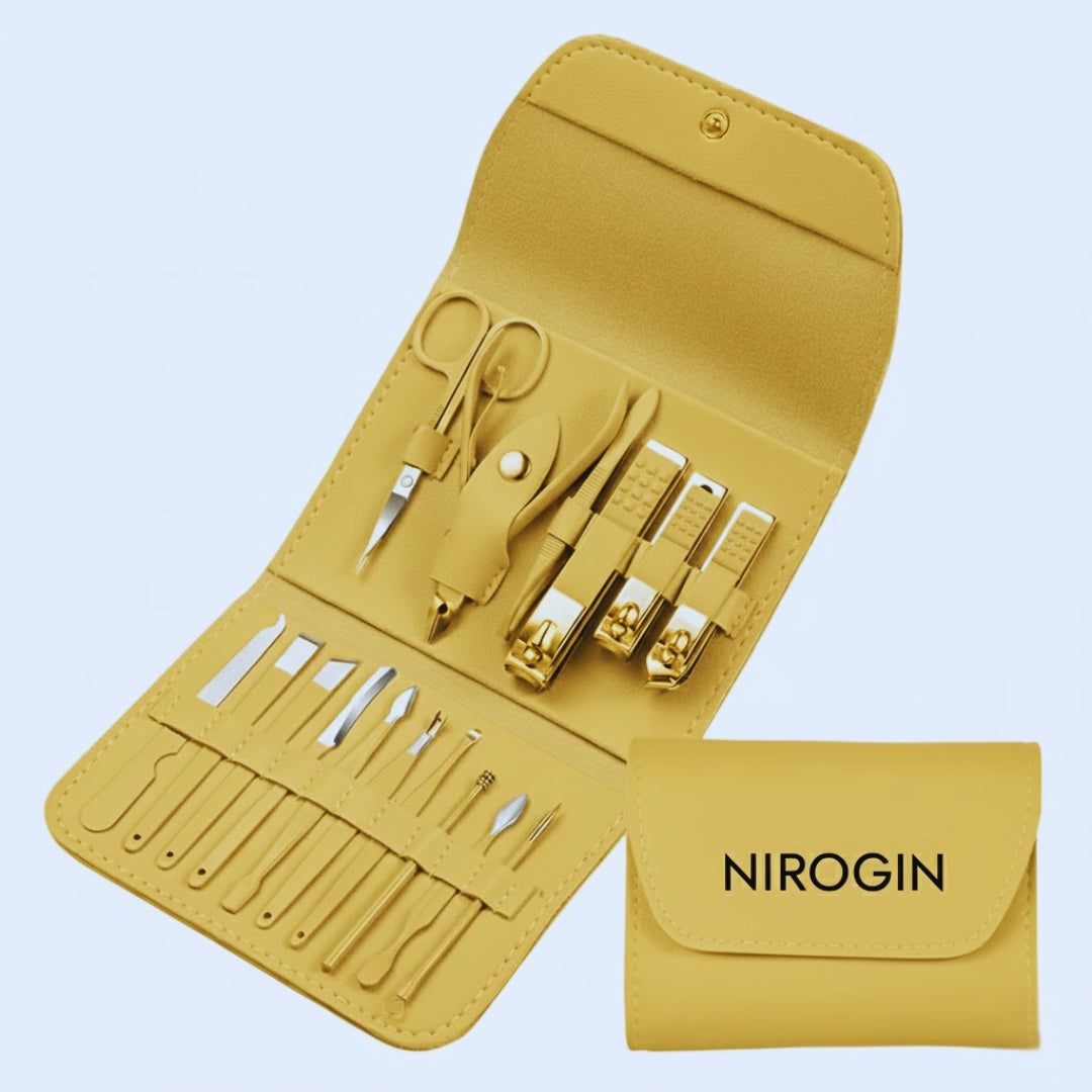 NIROGIN Nail Clipper Kit – 16 Pieces Stainless Steel Manicure Kit