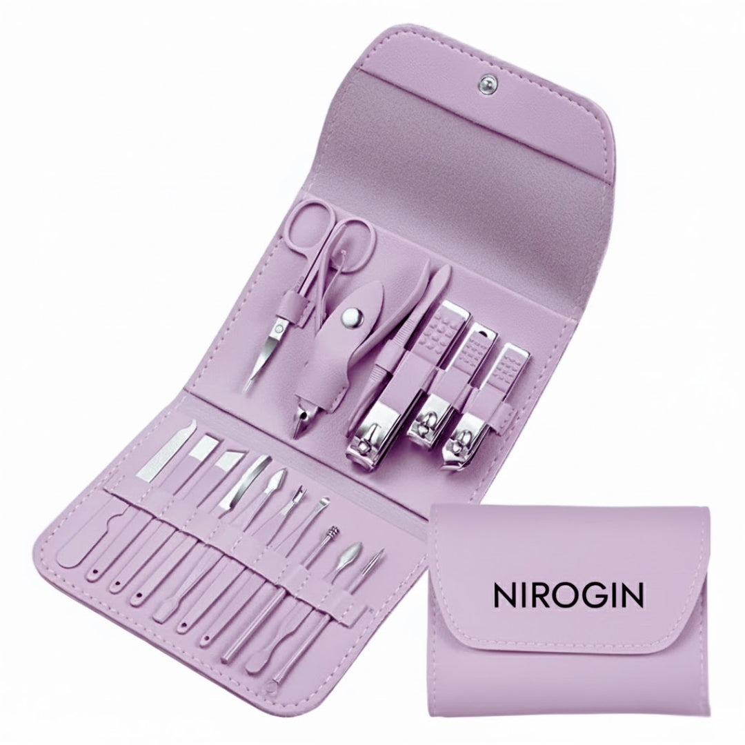 NIROGIN Nail Clipper Kit – 16 Pieces Stainless Steel Manicure Kit
