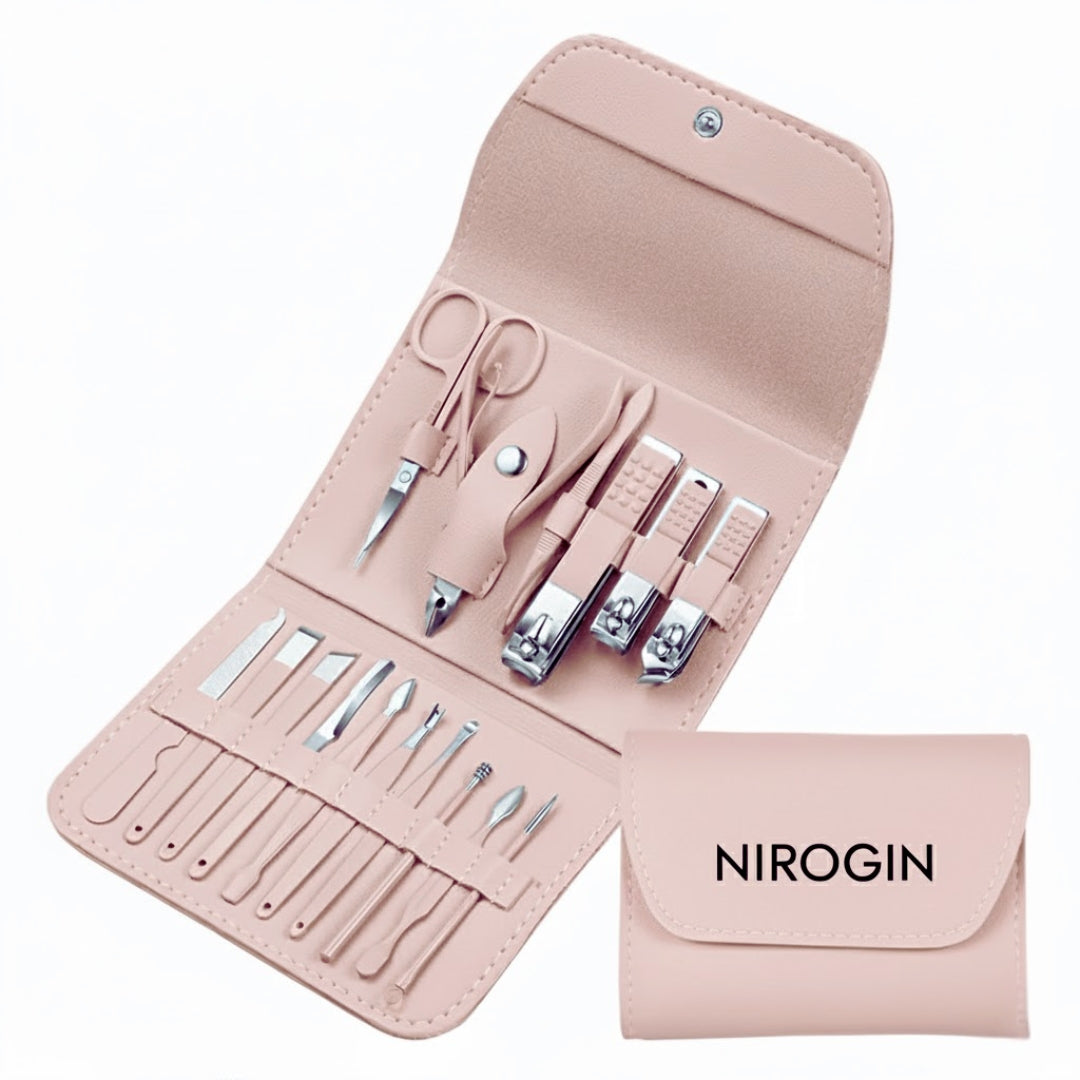 NIROGIN Nail Clipper Kit – 16 Pieces Stainless Steel Manicure Kit