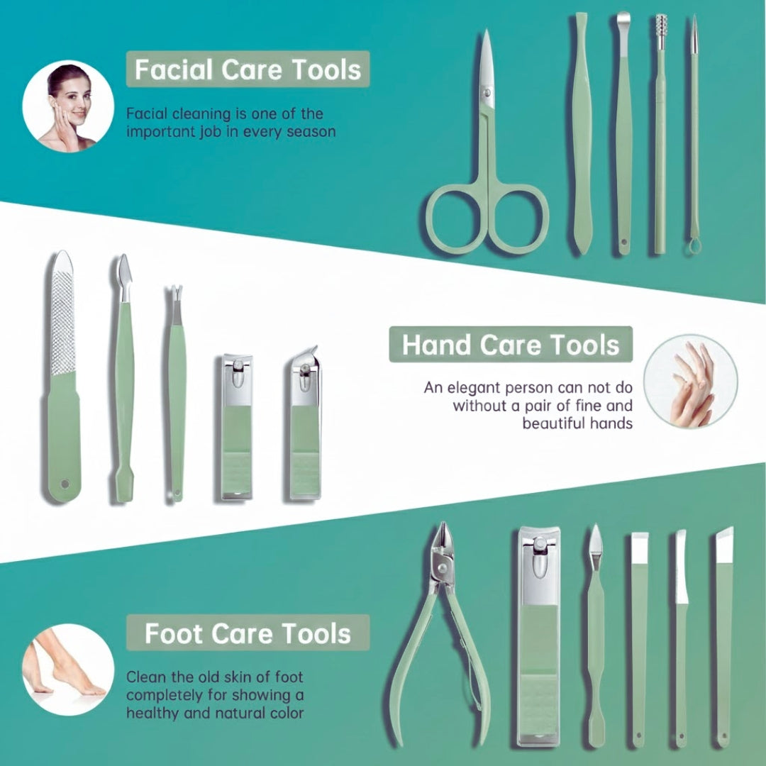 NIROGIN Nail Clipper Kit – 16 Pieces Stainless Steel Manicure Kit