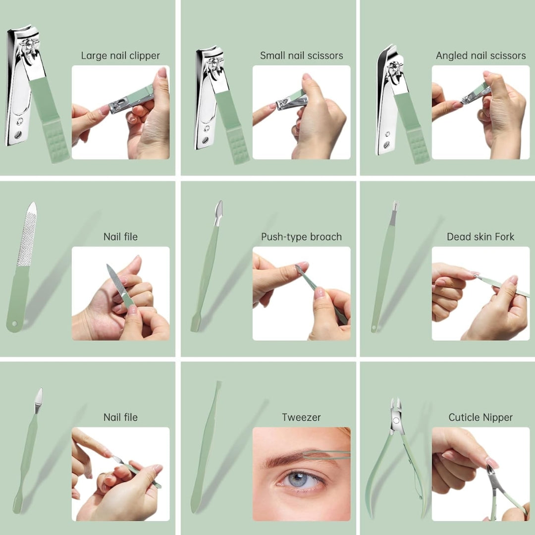 NIROGIN Nail Clipper Kit – 16 Pieces Stainless Steel Manicure Kit