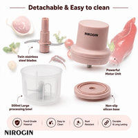 Nirogin Rechargeable Vegetable Chopper – 250ml Electric Chopper