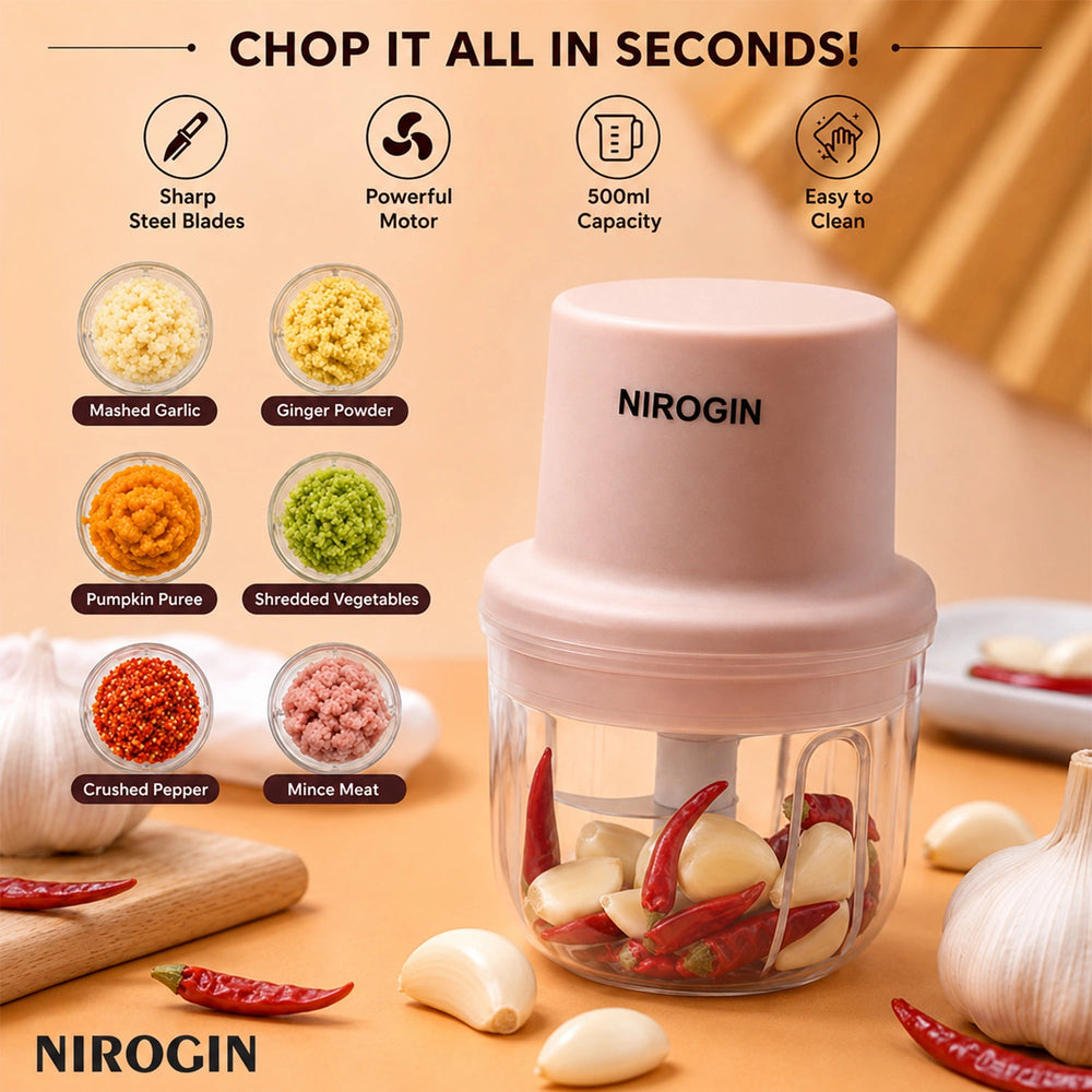 Nirogin Rechargeable Vegetable Chopper – 250ml Electric Chopper