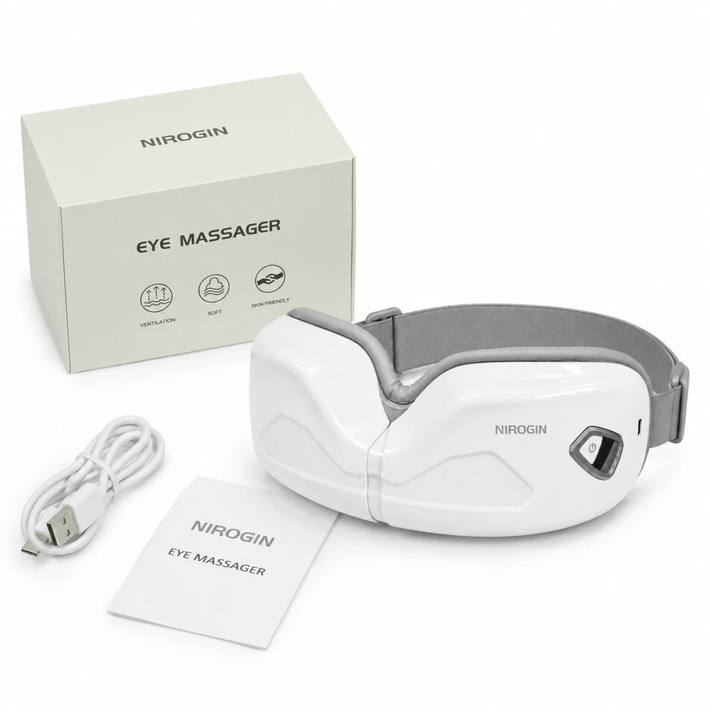 Nirogin Electric Eye Massager with Heat & Bluetooth Music – USB Rechargeable, 180° Foldable