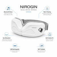 Nirogin Electric Eye Massager with Heat & Bluetooth Music – USB Rechargeable, 180° Foldable