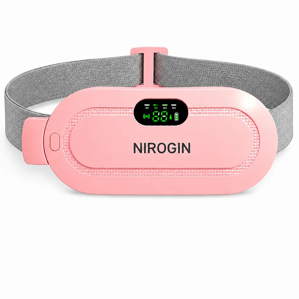 Nirogin Period Cramp Relief Heating Pad with Massage – Portable Rechargeable Waist Belt.