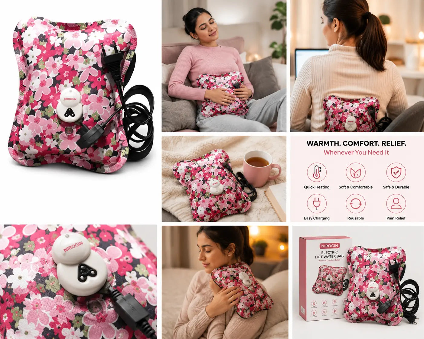 Nirogin Rechargeable Electric Hot Water Bag for Daily Comfort