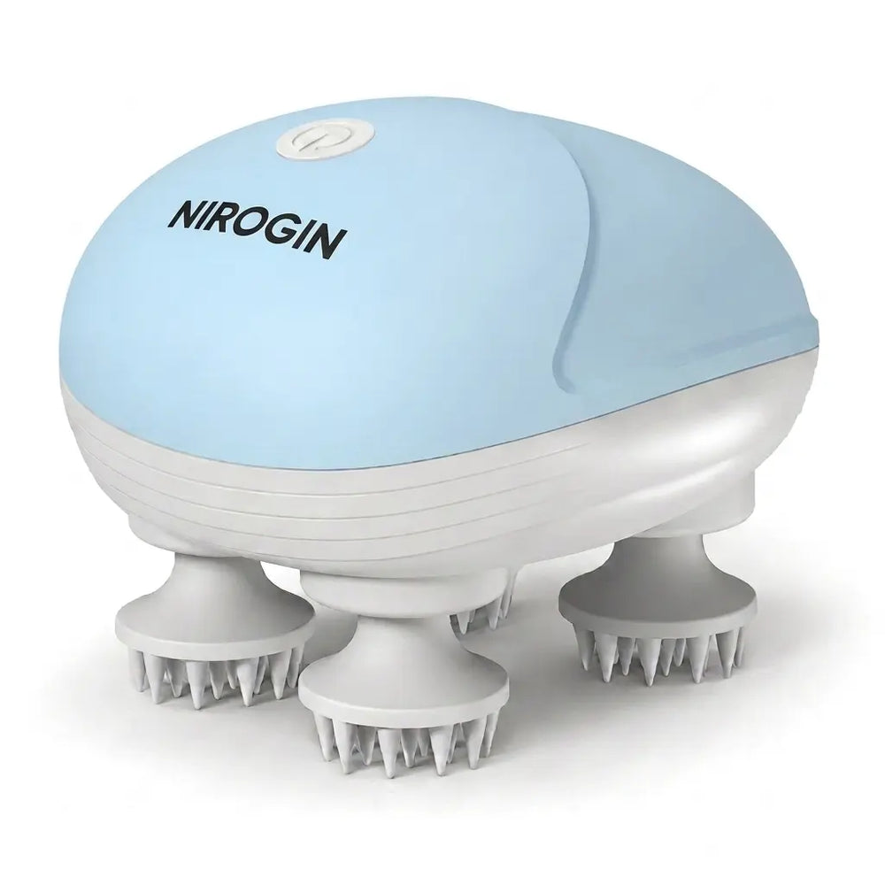 Nirogin Electric Scalp Massager with 4 Rotating Heads, Rechargeable Head Kneading Massager for Hair Growth, Deep Clean & Stress Relief