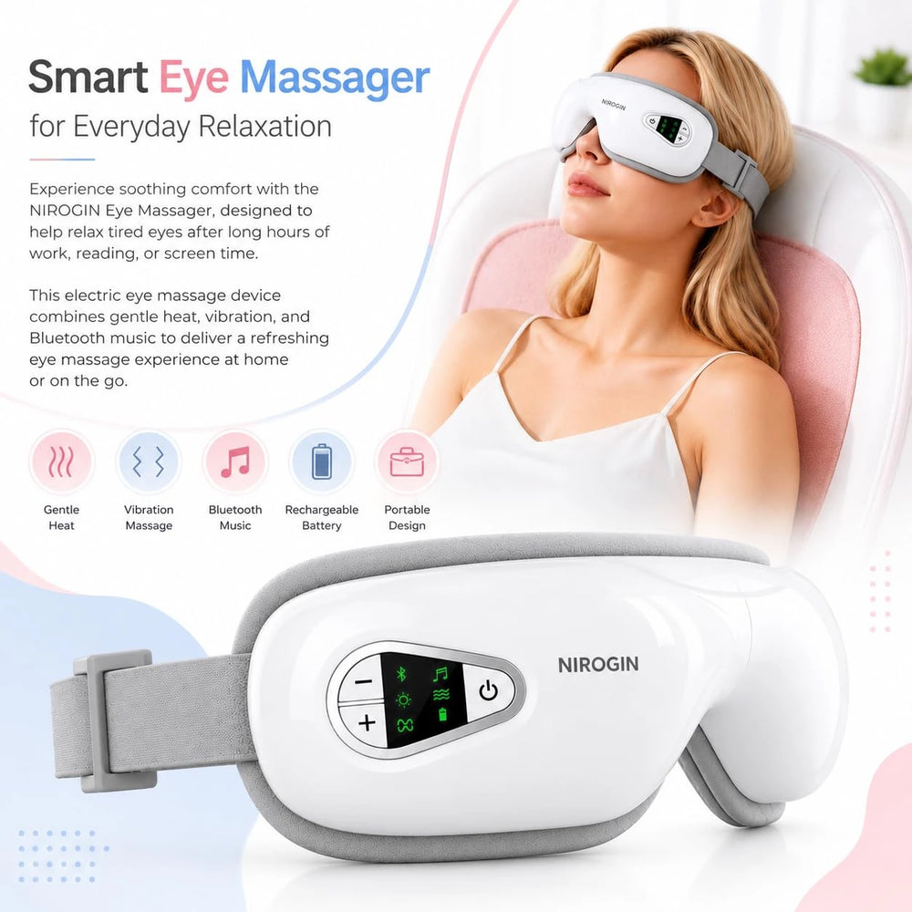 Nirogin Eye Massager with Heat, Vibration & Bluetooth Music