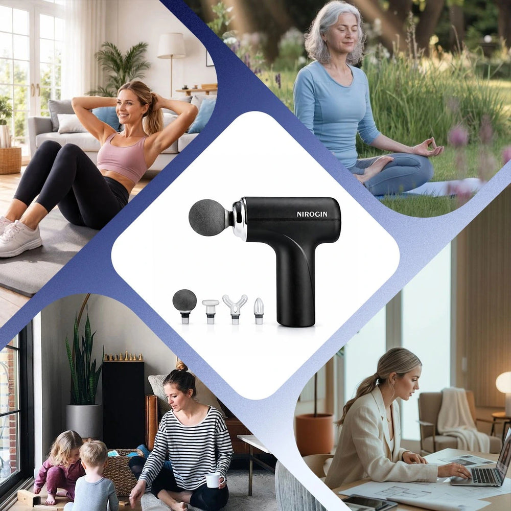 Nirogin Mini Massage Gun for Neck, Back & Shoulder Pain Relief – Portable Deep Tissue Massager with Multiple Speed Levels