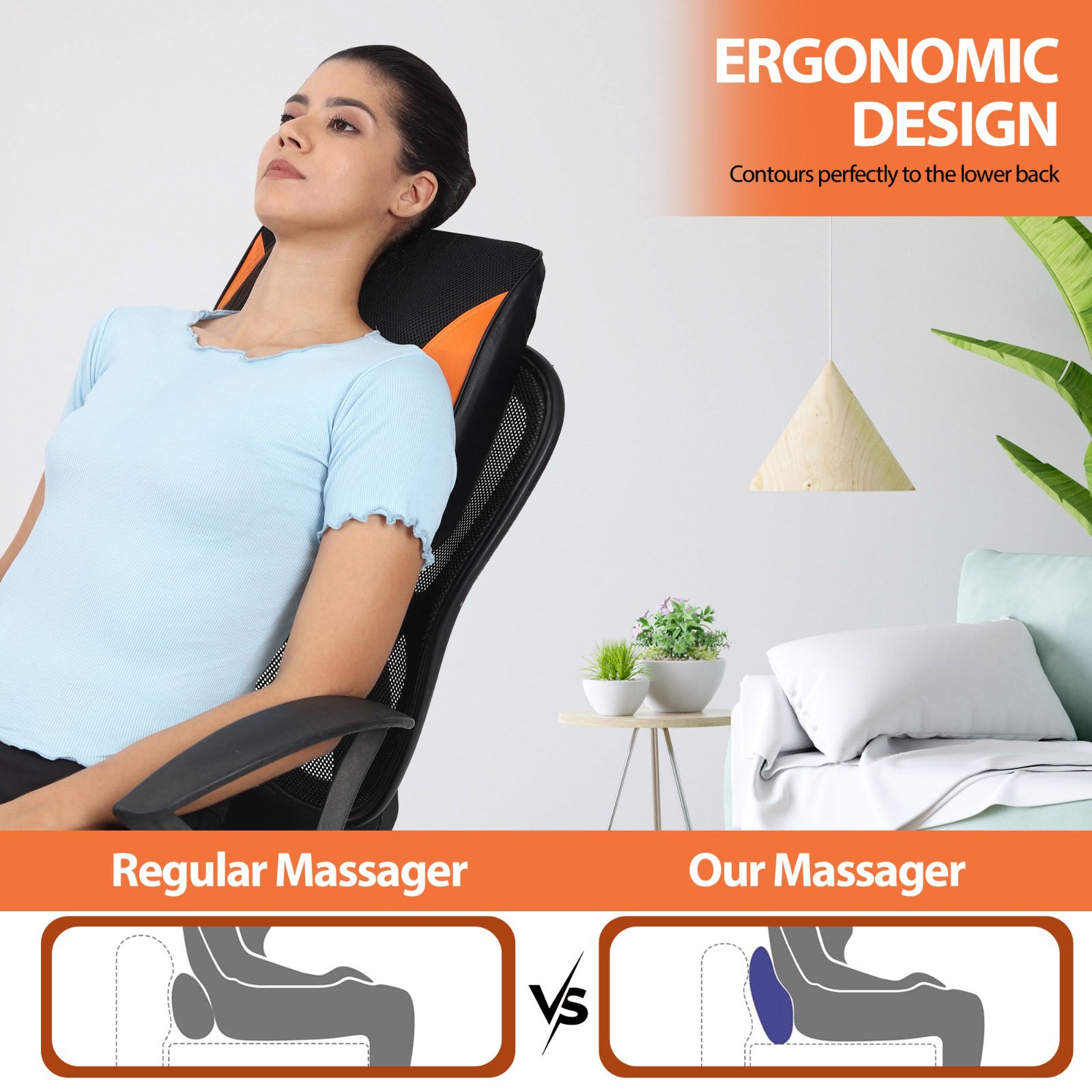 Heated back and seat massager for home and office chairs