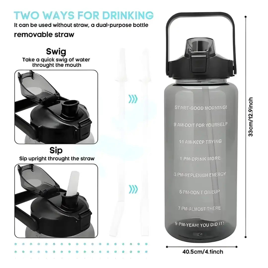 Nirogin Motivational Water Bottles Set of 3 with Time Markers